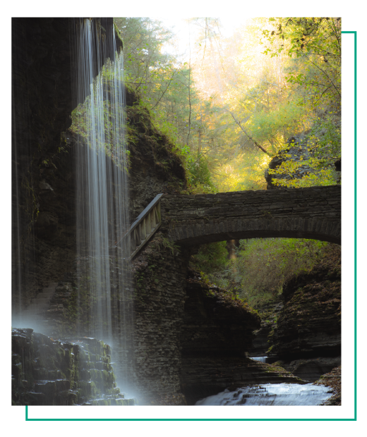 bridge and scenic waterfall